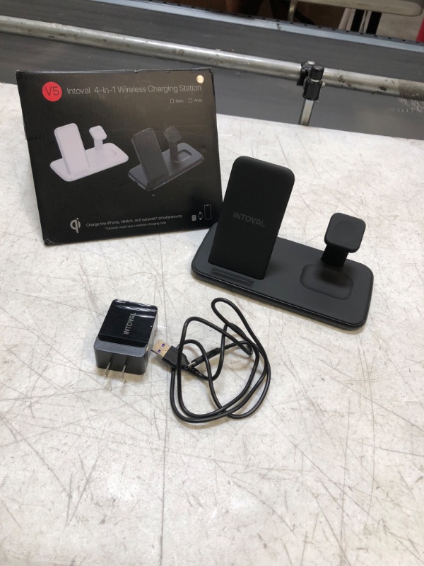 Photo 2 of Intoval Wireless Charging Station, for Apple Watch/iPhone/Airpods, iPhone 13/13 Pro/13 Pro Max/12/Pro/Pro Max/11/11 Pro/11 Pro Max/XS/XS Max/XR/XS/X, iWatch 7/6/SE/5/4/3/2, Airpods Pro/3 (V5,Black)