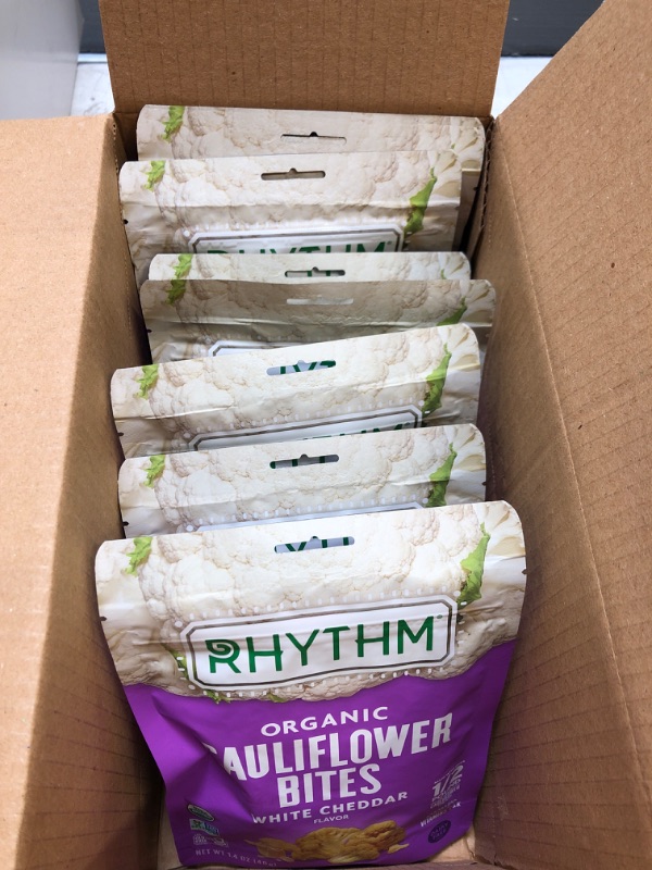 Photo 2 of Rhythm Superfoods Crunchy Cauliflower Bites, White Cheddar, Organic & Non-GMO, 1.4 Oz, Vegan/Gluten-Free Vegetable Superfood Snacks Cheddar Cheese 1.4 Ounce (Pack of 1)