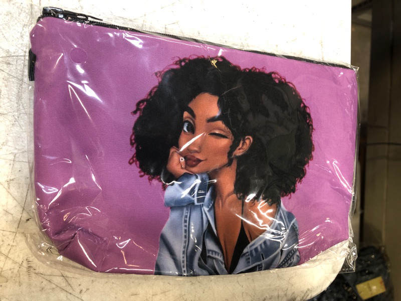 Photo 1 of African American 2 Pieces Girl Makeup Bag Toiletry Organizer for Women Purple