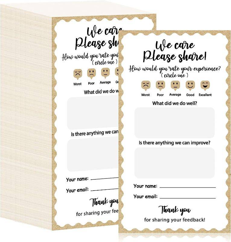 Photo 1 of 200 Pcs Suggestion Box Cards Kraft Style Comment Cards 2 x 3.5 Inch Suggestion Form Blank Suggestion Slips Customer Complaint Feedback Form for Small Business Restaurants Hotel Guests Decor Supplies
