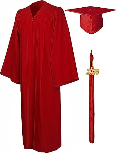 Photo 1 of GraduationMall Matte Graduation Gown Cap Tassel Set 2023 for High School and Bachelor
(RED,51)