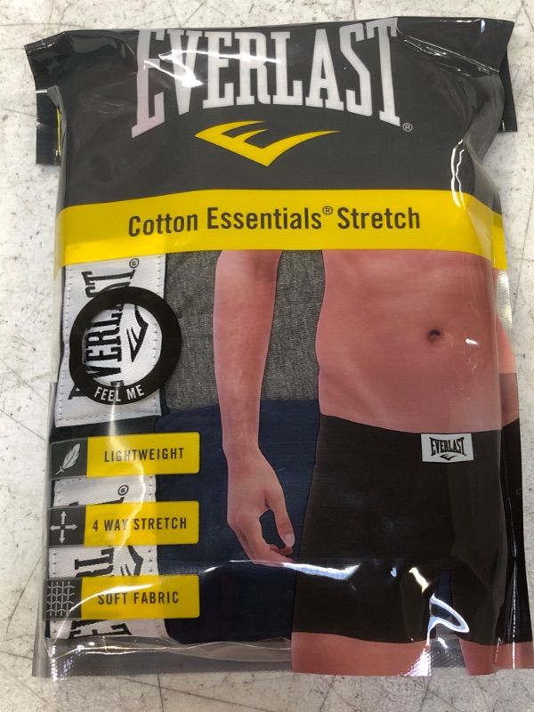 Photo 1 of MENS BOXER BRIEFS, EVERLAST COTTON ESSENTIALS STRETCH (SMALL, NAVY/CHARCOAL/GREY)