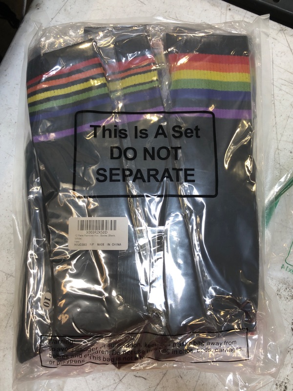 Photo 1 of 12 PAIRS RAINBOW SOCKS (BLACK, WHITE)