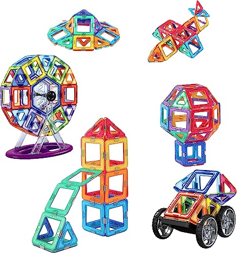 Photo 1 of dreambuilderToy 120 Piece Magnetic Tiles, Magnet Building Blocks, STEM Educational Construction Kit?3D car and auto Magnetic Toys, Birthday Gift for Boys and Girls (120 Pieces)
