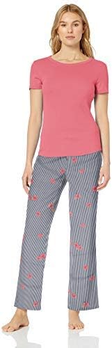 Photo 1 of Amazon Essentials Women's Poplin Sleep Tee and Pant Set (PACK OF 2)
