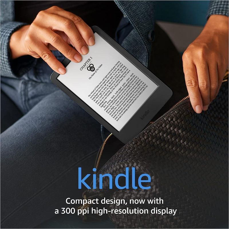 Photo 1 of Kindle (2022 release) – The lightest and most compact Kindle, now with a 6” 300 ppi high-resolution display, and 2x the storage - Black
