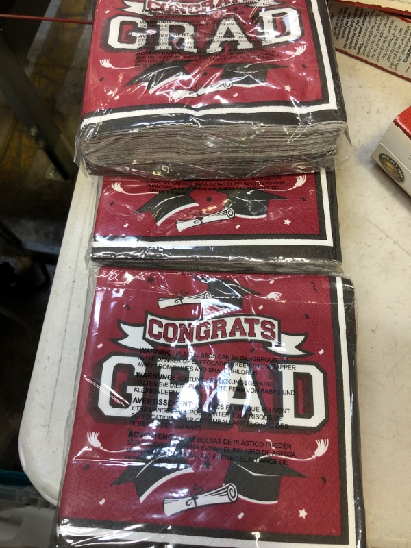 Photo 2 of Graduation Party Disposable Paper Napkins for College High School Graduation 3-Ply 50 Pack ?maroon and black?