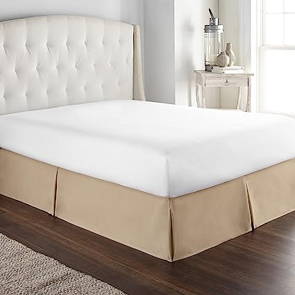 Photo 1 of  Collection Taupe CAL King Bed Skirt - Dust Ruffle w/ 14 Inch Drop - Tailored, Wrinkle & Fade Resistant