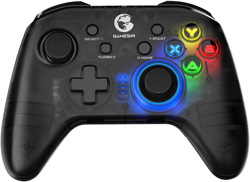 Photo 2 of GameSir T4 Pro Wireless Game Controller for Windows 7 8 10 PC/iPhone/Android/Switch, Dual Shock USB Bluetooth Mobile Phone Gamepad Joystick for Apple Arcade MFi Games, Semi-Transparent LED Backlight
