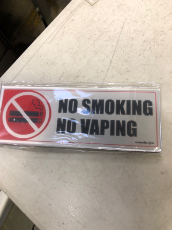 Photo 1 of No Smoking Sign 2Pack 8"x 3"x 0.2" No Smoking No Vaping Signs Premium Acrylic Self-Adhesive