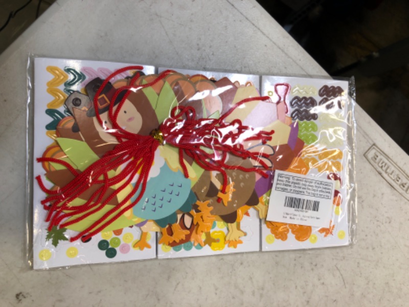 Photo 1 of 12 Make-A-Turkey Stickers for Kids Thanksgiving Craft Kits for Kids Turkey Sticker for Thanksgiving Party Games