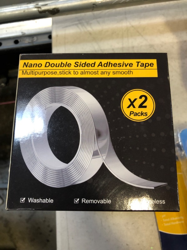 Photo 2 of 19.7FT Double Sided Tape Heavy Duty, EMNT Strong Mounting Tape, Multipurpose Reusable Adhesive Tape Sticky Transparent Tape Poster Carpet Tape for Paste Items (Pack of 2, Total 19.7FT) 2 Rolls