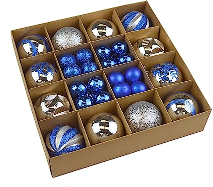 Photo 1 of 44pcs Christmas Tree Ball Ornaments Set, Blue and Silver