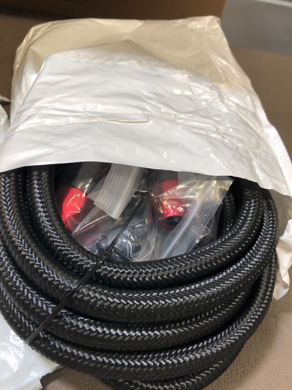 Photo 2 of EVIL ENERGY 20FT 6AN 3/8 Nylon Stainless Steel Braided CPE Fuel Line 5/16 ID Bundle with 6AN 90 Degree Swivel Hose End Fitting Black&Red