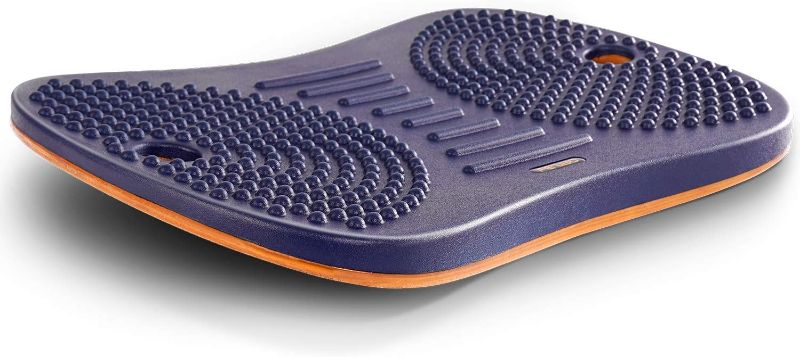 Photo 1 of FEZIBO Standing Desk Anti Fatigue Mat Wooden Wobble Balance Board Stability Rocker with Ergonomic Design Comfort Floor Mat (Medium, Denim Blue)