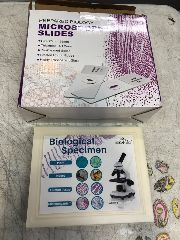 Photo 2 of 100 Prepared Microscope Slides with Specimens for Kids Adults - Bacterium, Fungus, Human Tissues, Mitosis, Plants, Insects, Animals Cells Samples for Biological Science Lab, School Students
