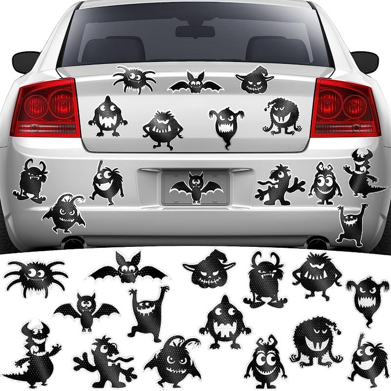 Photo 1 of 15 Pcs Halloween Magnets Stickers Reflective Car Decals Sets Reusable Car Decals with Monsters Refrigerator Mailbox Magnets Waterproof Reusable for Car...
