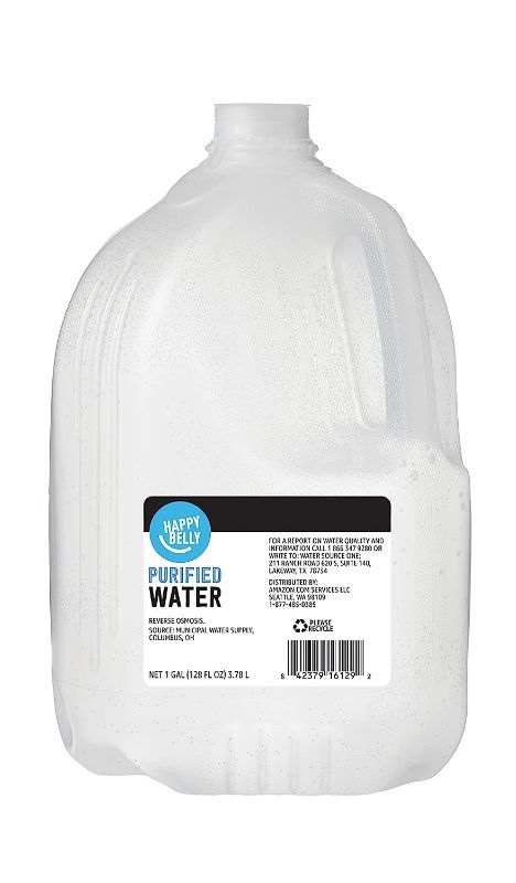 Photo 1 of 3 COUNT.....Amazon Brand Happy Belly Purified Water, 1 Gallon (128 oz) 