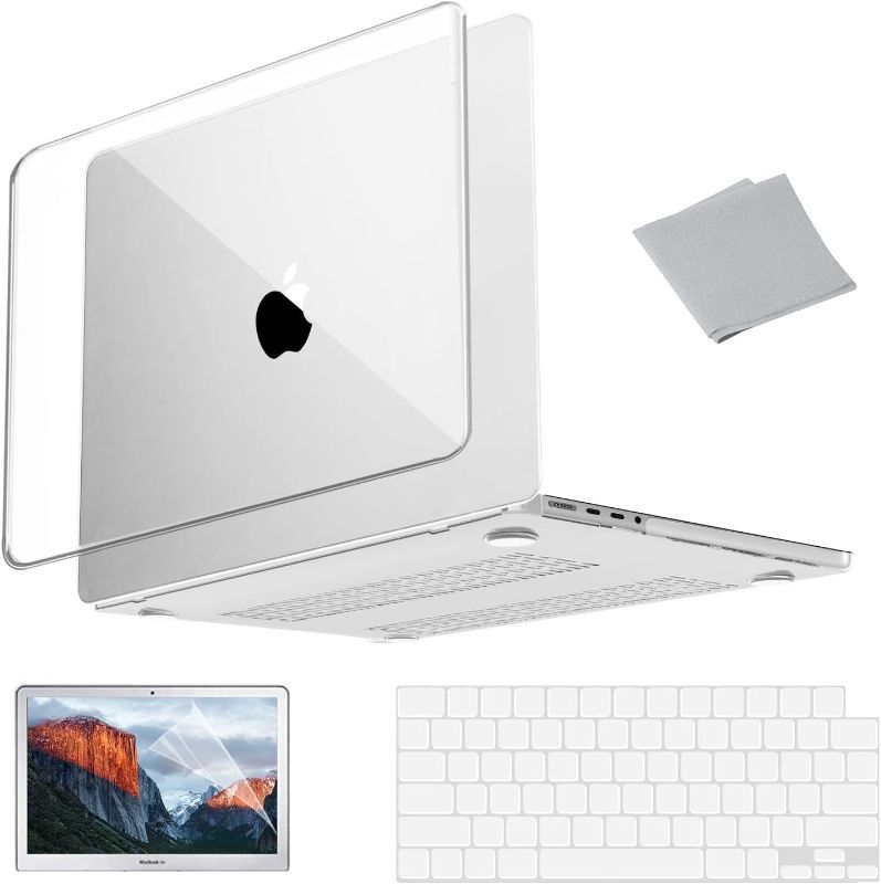 Photo 1 of AKIT Compatible with MacBook Pro 16 Inch Case 2023 2021 2022 Release A2780 A2485 M2 M1 Pro/Max & Retina & Touch ID, Clear Plastic Hard Case Shell Cover+Keyboard Cover+Screen Protector+Microfiber Cloth 2023 2022 2021 Mac Pro 16 A2780 A2485 Crystal Clear