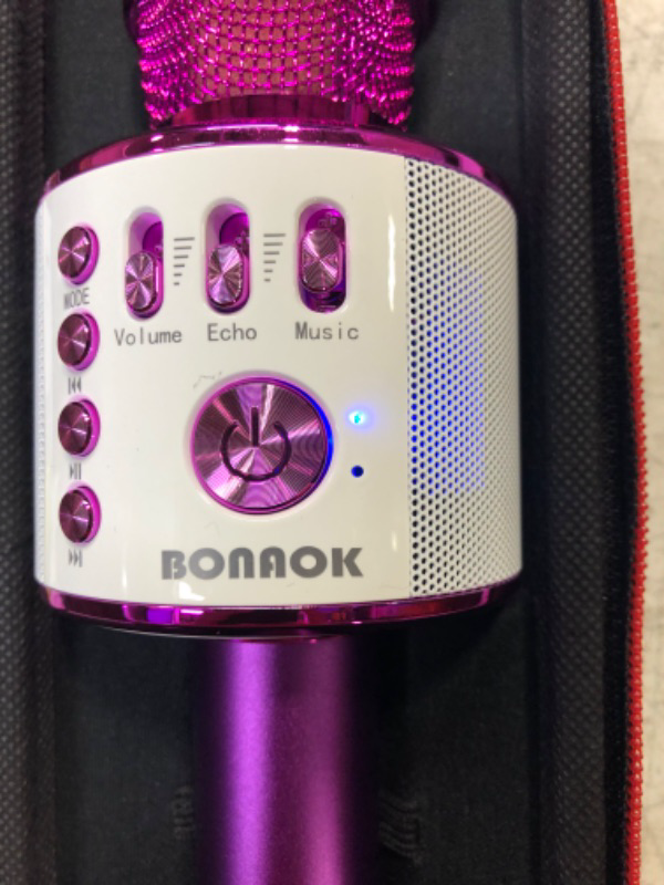 Photo 3 of BONAOK Wireless Bluetooth Karaoke Microphone with Controllable LED Lights, 4-in-1 Portable Handheld Mic Speaker for All Smartphones, Birthday for Kids Adults All Age Q78(Purple)
