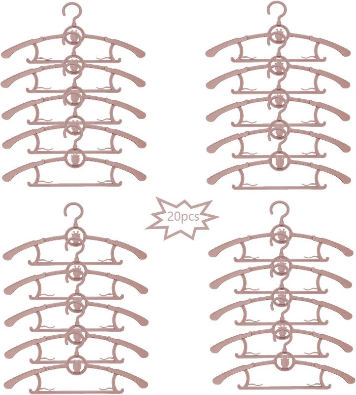 Photo 1 of Baby Nursery Closet Hangers, LIYUXIDONG Extendable & with 360° Swivel Hook Infant Hanger, Newborn Non-Slip Hanger, 20pcs Pink Adjustable Children Coat Hanger for Girl Boy Toddler Kid Hangers
