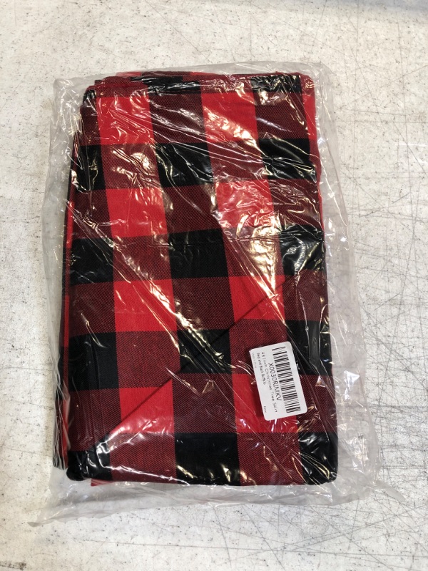 Photo 2 of 48 Inch Christmas Tree Skirt - Large Size Natural Burlap Red and Black Plaid Xmas Tree Skirts Buffalo Check Decoration - Tree Base Cover Mat for New Year/Home/Office/Supermarket/Gift (Diameter 122 cm)