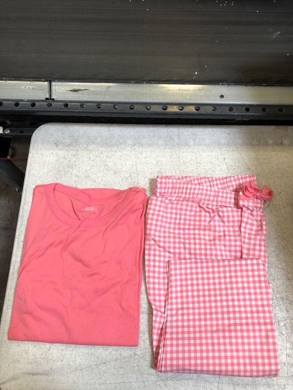 Photo 1 of Amazon Essentials Women's Poplin Pants and Sleep Tee Set. XL
