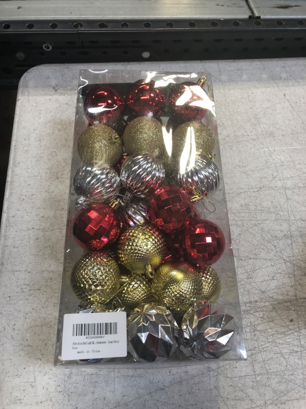 Photo 2 of 36Pcs Christmas Balls Ornaments for Christmas Tree Decorations- 2.36" Red Gold Silver Glitter Shatterproof Plastic Christmas Tree Ball Baubles Ornaments- Xmas Holiday New Year Party Hanging Ornaments