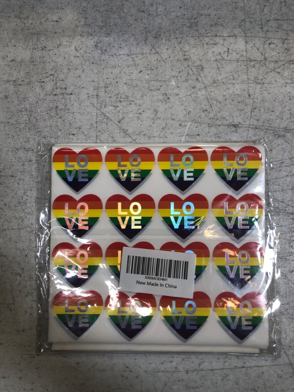 Photo 2 of 1000 Pcs LGBTQ Pride Heart Sticker Lesbian Gay Bisexual Sticker LGBT Rainbow Flag Sticker Gay Pride Car Decal LGBTQ Sticker Paper Decal Sticker for Pride Parade (Love Style with Holographic Effect)