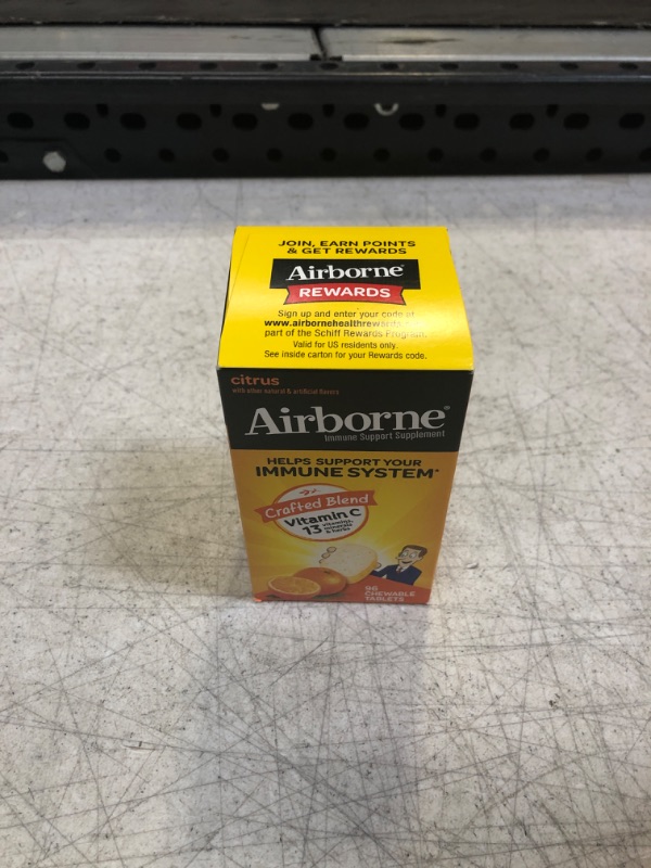 Photo 2 of Airborne 1000mg Chewable Tablets with Zinc, Immune Support Supplement with Powerful Antioxidants Vitamins A C & E - 96 Tablets, Citrus Flavor Citrus 96 Count (Pack of 1). Best By 11/2023