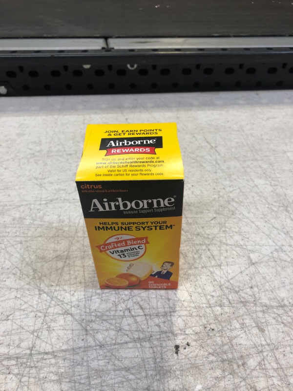 Photo 2 of Airborne 1000mg Chewable Tablets with Zinc, Immune Support Supplement with Powerful Antioxidants Vitamins A C & E - 96 Tablets, Citrus Flavor Citrus 96 Count (Pack of 1), Best By Nov 2023