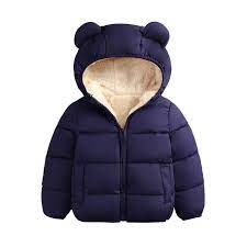 Photo 1 of Febriajuce Toddler Kids Baby Boy Girl Winter Windproof Snow Hooded Clothes Cute 3D Ear Cotton Hoodie Coat Solid Color Long Sleeve Plush Warm Outwear Jackets with Pockets
