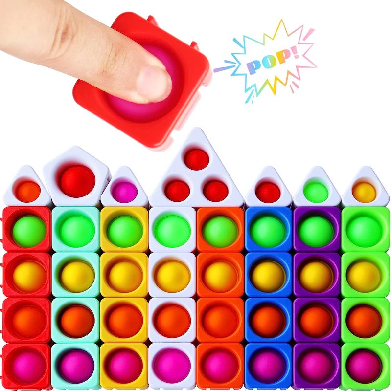 Photo 1 of Ejanmilar 39pcs Fidget Blocks, Rainbow DIY Letter Spelling ABC Learning Pop Blocks with Spinners, Stress Relief Fidget Toys for Classroom Kids (39pcs)