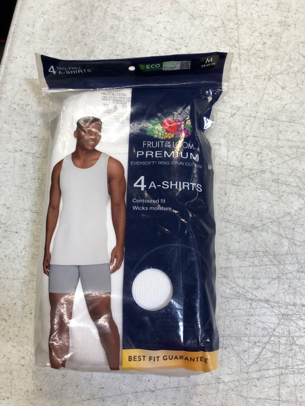 Photo 2 of Fruit of the Loom Men's Tag-Free Cotton Undershirts Medium Regular - Tank - 4 Pack White