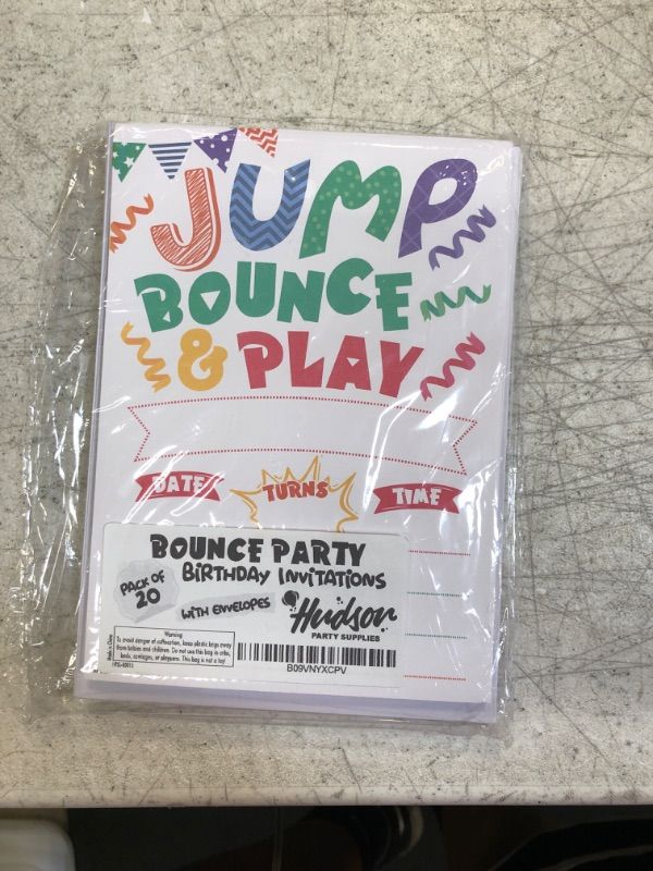 Photo 2 of Trampoline Party Invitations with Envelopes - (Pack of 20) - Bounce Invitations for Boys, Girls, Children, Toddlers and More. Trampoline Party Supplies. Fill in Style