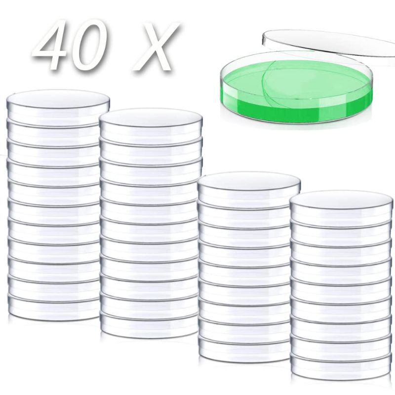 Photo 1 of 40 Pack Sterile Plastic Petri Dishes with Lid, 90mm Dia x 15mm Deep (90MM-40PACK)
