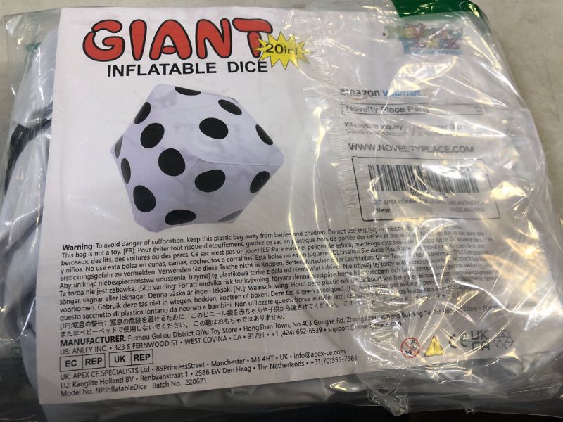 Photo 2 of 20" Jumbo Inflatable Dice 2 PCS by Novelty Place