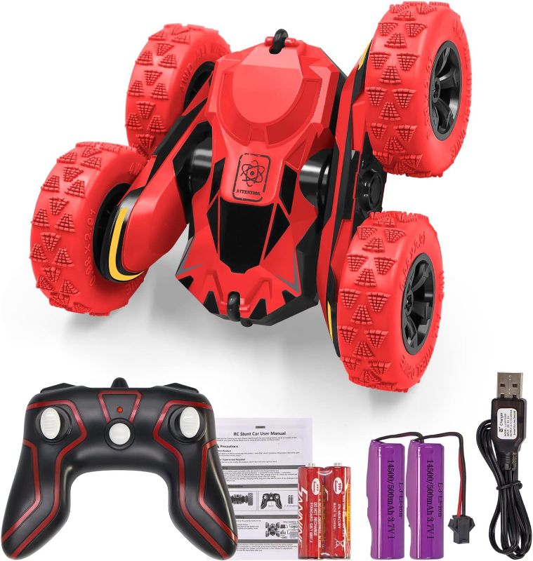 Photo 1 of DoDoMagxanadu RC Cars Remote Control Car, 360°Double Sided Flips Rotating RC Stunt Car, Kids Xmas Birthday Gift Toy Cars for Boys/Girls(Red)
