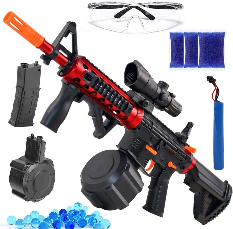 Photo 1 of Electric Gel Ball Blaster - Automatic and Manual Mode Splatter Blaster with 30000+ Water Beads and Goggles for Outdoor Activities and Shooting Team Game Blaster
