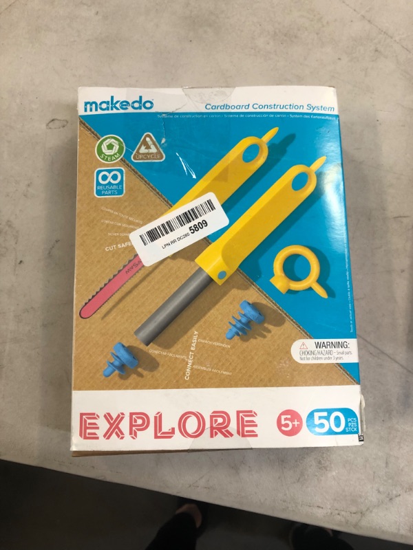 Photo 2 of Makedo Explore | Upcycled Cardboard Construction Toolkit in Small Toolbox (50 Pieces) | STEM + STEAM Educational Toys for at Home Play + Classroom Learning | Reusable Tools for Boys and Girls Age 5+ factory sealed 