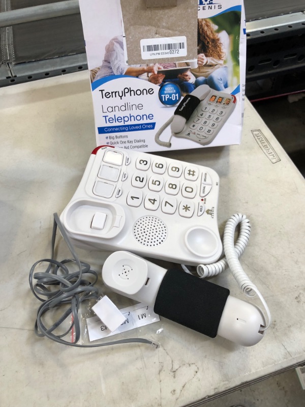 Photo 2 of Big Button Phone for Seniors - Corded Landline Telephone - One-Touch Dialling for Visually Impaired - Amplified Ringer with Loud Speaker for Hearing Impaired, Ergonomic Non-Slip Grip White