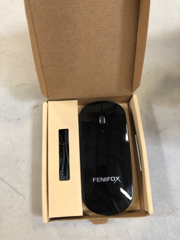 Photo 2 of Bluetooth Mouse FENIFOX Slim Mini Whisper-Quiet Flat Portable Wireless Mice Rechargeable Compatible with Laptop,PC,Tablet Android Windows XP(Black)