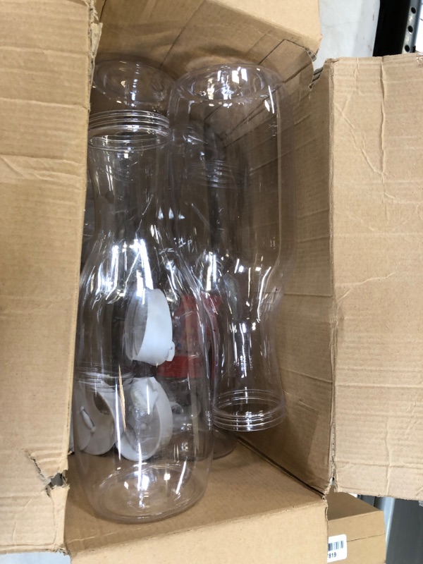 Photo 2 of 6 Pack Large 50 Oz Water Carafe with White Flip Top Lid, Clear Plastic Juice Jar Containers, Mimosa Bar Beverage Pitcher BPA Free - for Water, Iced Tea, Juice, Lemonade, Milk, Soda