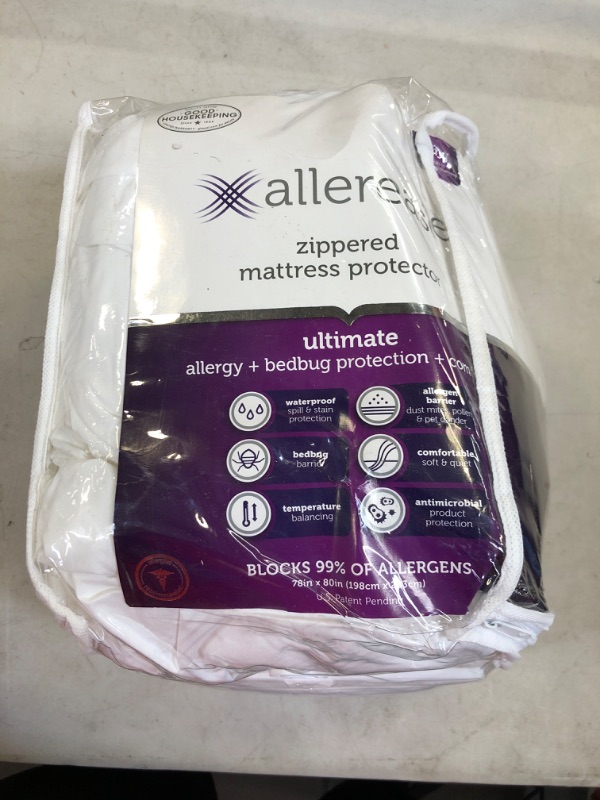 Photo 1 of AllerEase Ultimate Allergy Protection and Comfort Zippered Mattress Protector, KING, White