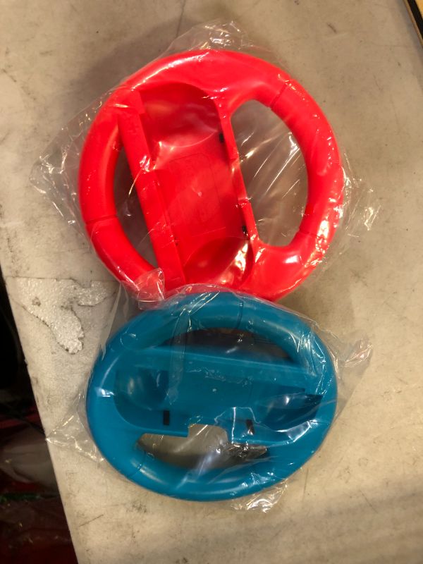 Photo 2 of Switch Steering Wheel Compatible with Mario Kart 8 Deluxe and Booster Course Pass (DLC), GH Racing Wheel Accessories Compatible with Nintendo Switch/Switch OLED Joy Con Controller (Red and Blue)
