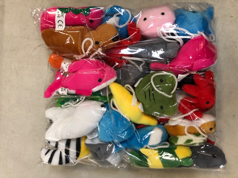 Photo 2 of Byonebye 25 Pack Mini Ocean Animal Plush Toys,Sea Creatures Stuffed Toy for Kid Party Favor,Small Keychain Decoration for Christmas Tree,Goody Bag Fillers,Stocking Easter Eggs Stuffers,Basket Fillers,Dog Cat
