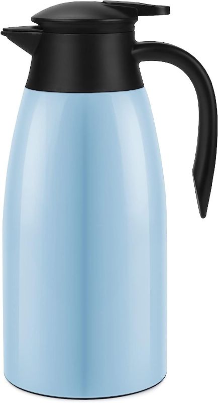 Photo 1 of 68oz Coffee Carafe Airpot Insulated Coffee Thermos Urn Stainless Steel Vacuum Thermal Pot Flask for Coffee, Hot Water, Tea, Hot Beverage - Keep 12 Hours Hot, 24 Hours Cold-Blue …
