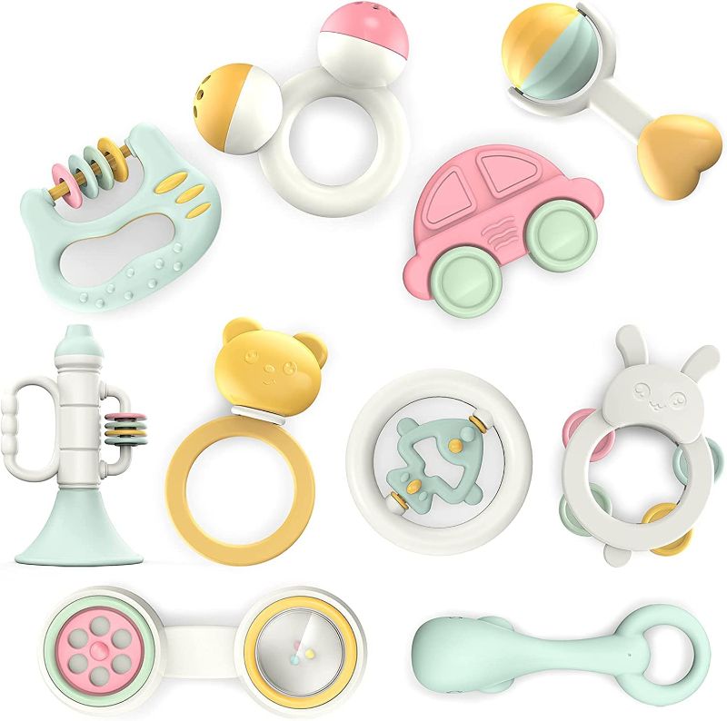 Photo 1 of Gizmovine Baby Toys 6 to 12 Months Baby Rattle Toys Set 10pcs Chew Teething Toys for Babies 0-6 Months Newborn Toys Infant Rattles Teething Set Early Educational Sensory Toys for Girl Boy Xmas Gift
