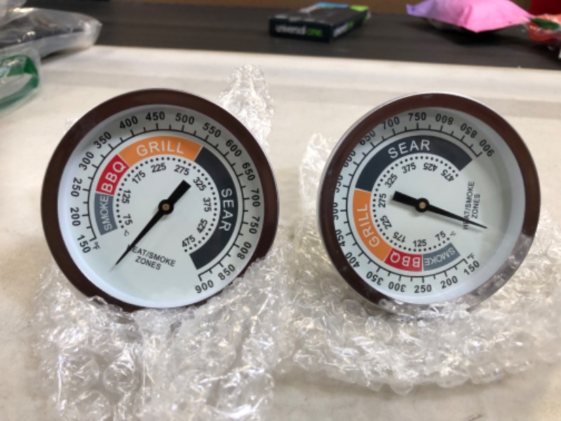 Photo 2 of 3 1/8” Large Upgraded BBQ Thermometer Gauge 2 Pcs for Oklahoma Joe’s Smoker Grill & Most Charcoal Pellet Wood Pit Smoker Grills, 1/2 NPT Male Thread Temperature Gauge Replacement, Luminous Thermostat
