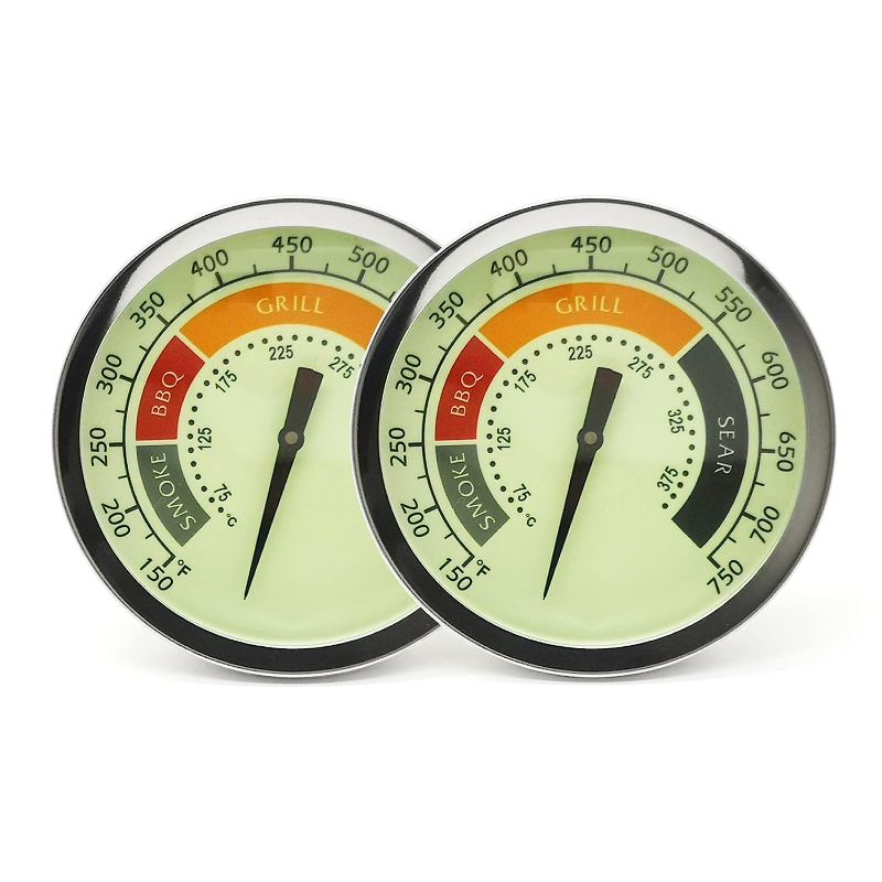 Photo 1 of 3 1/8” Large Upgraded BBQ Thermometer Gauge 2 Pcs for Oklahoma Joe’s Smoker Grill & Most Charcoal Pellet Wood Pit Smoker Grills, 1/2 NPT Male Thread Temperature Gauge Replacement, Luminous Thermostat
